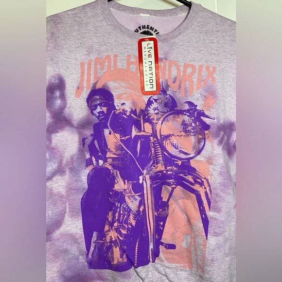 NWT Jimi Hendrix Tie Dye Purple Graphic Crewneck Sweatshirt Size Small - Picture 4 of 4